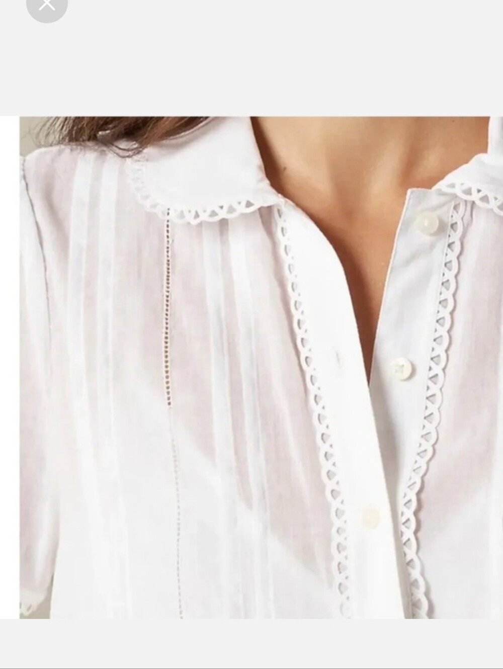 J. Crew Button Up Short Sleeve White Voile Lace Eyelet Top Sz 2 Shirt NWT Cn467 - Picture 2 of 3
